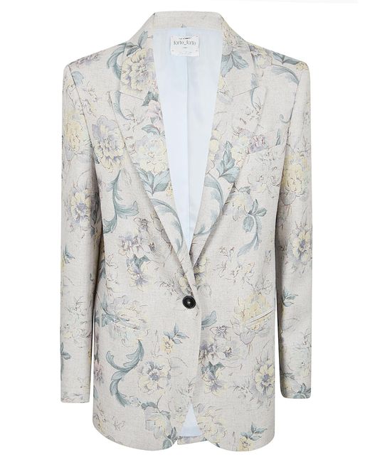 Forte_forte White Peonia My Love Vi-Li Hopsack Jacket Vi Lilining: Cu Giacca