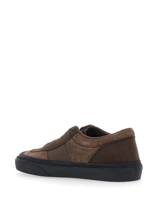 Stone Island Brown Low-Top Suede Sneakers Calf Leather Trainers for men