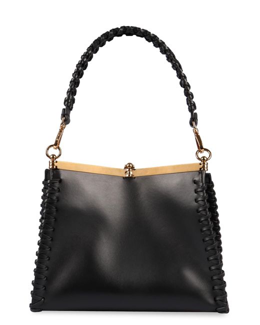 Etro Black Vela Medium Leather Shoulder Bag