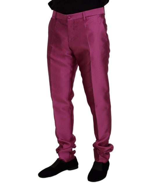 Dolce & Gabbana Red Elegant Slim Fit Formal Dress Pants for men