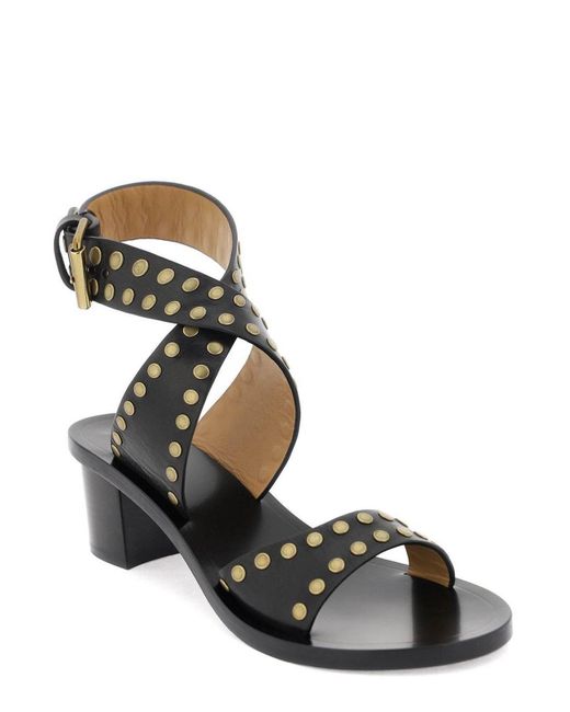 Isabel Marant Black Studded Heeled Sandals