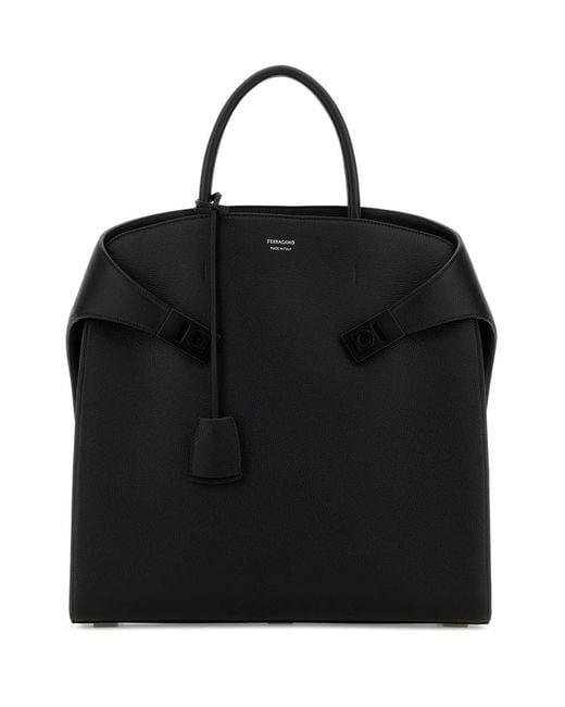 Ferragamo Black Salvatore Leather Hug Handbag for men