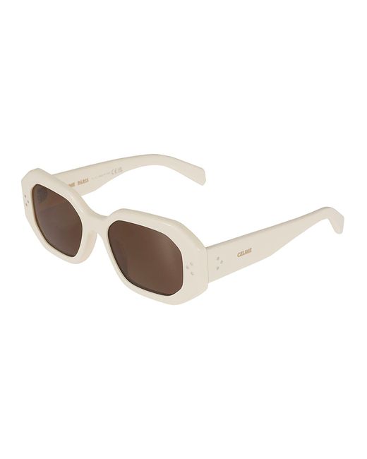 Céline Brown Logo Sided Geometric Lens Sunglasses