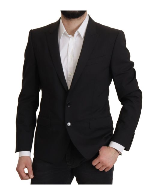 Dolce & Gabbana Black Single Breasted Jacket Martini Blazer for men