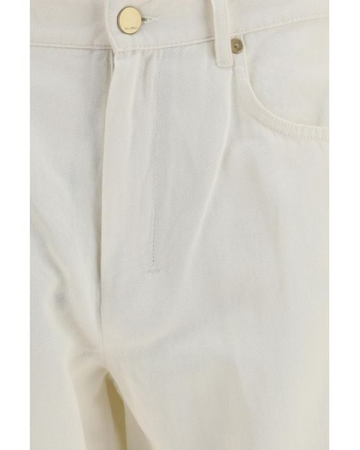 Max Mara White Cotton And Linen Pants Cotton