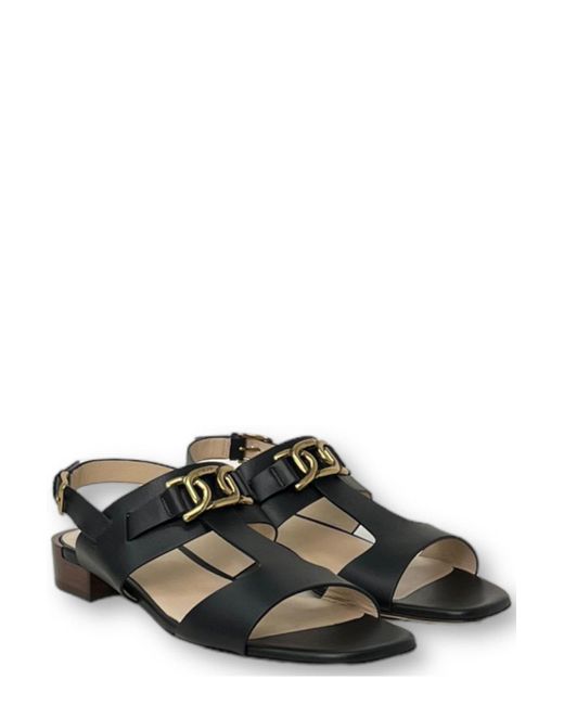 Tod's Black Logo Engraved Buckle Fastened Sandals Tods