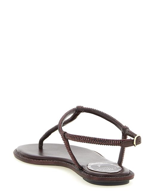 Rene Caovilla Brown Viscose Flat Sandals