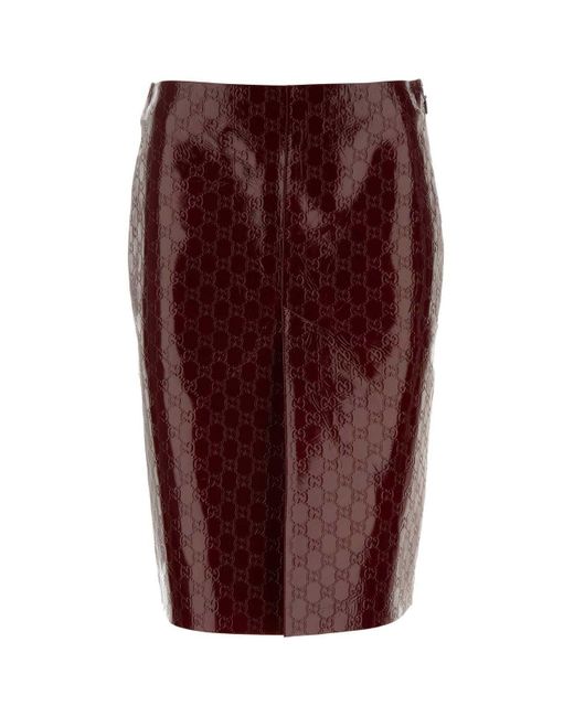 Gucci Purple Gg Embossed Mid-length Skirt