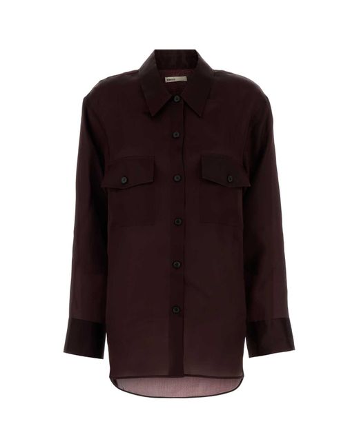 Khaite Purple Aubergine Silk Matteo Shirt