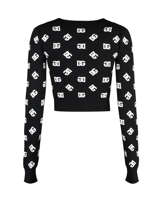 Dolce & Gabbana Black Fine Knit Crew-neck Sweater