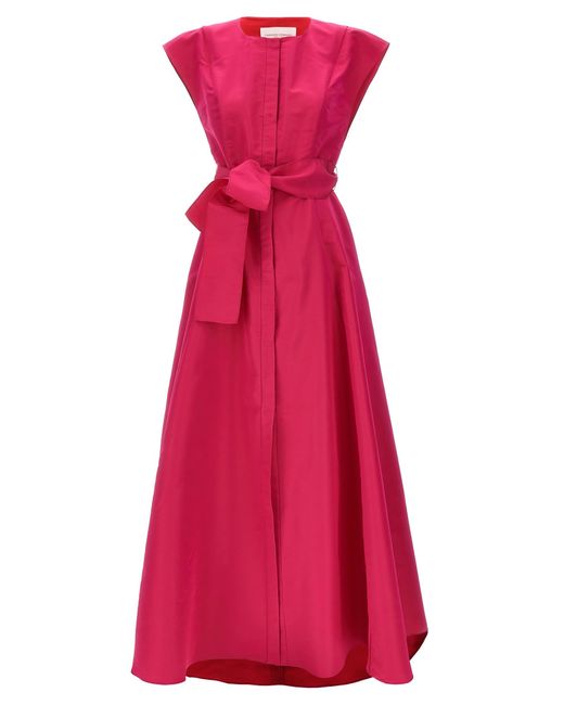 Carolina Herrera Red Long Bow Dress