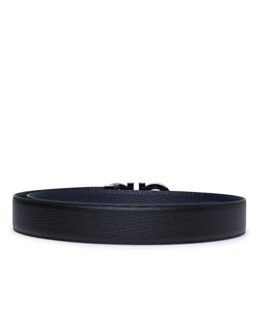 Ferragamo Black 'Gancini' And Calf Leather Reversible Belt for men