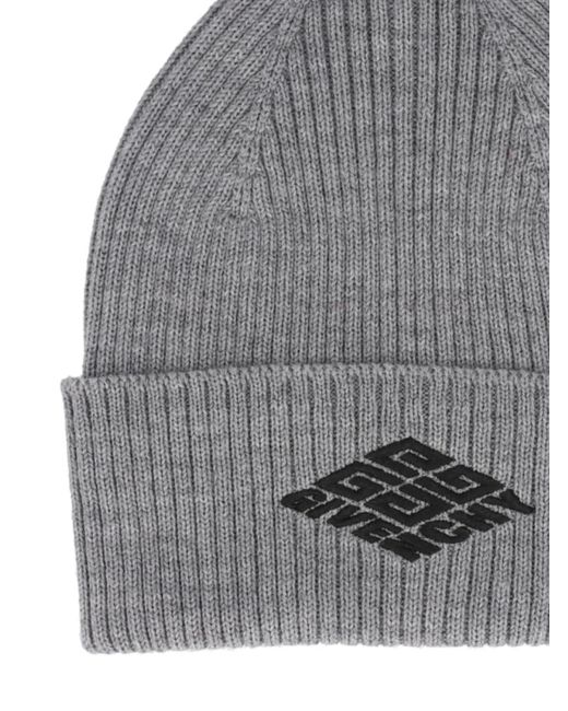 Givenchy Gray 4G Logo Wool Beanie for men