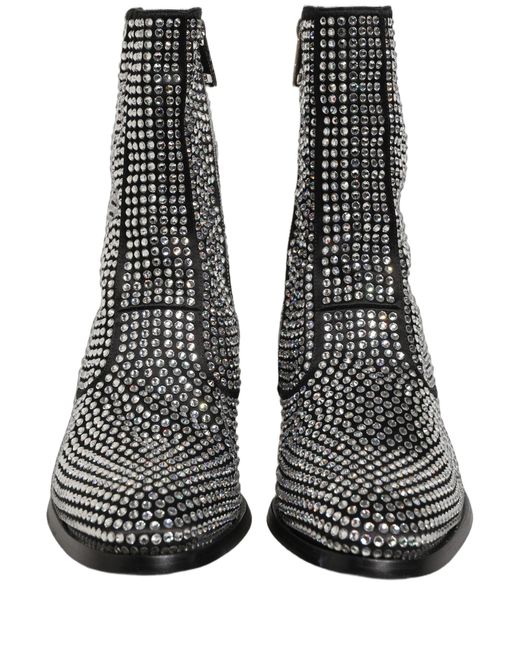 Dolce & Gabbana Black Crystal Embellished Ankle Boots Shoes Silk Viscose Glass for men