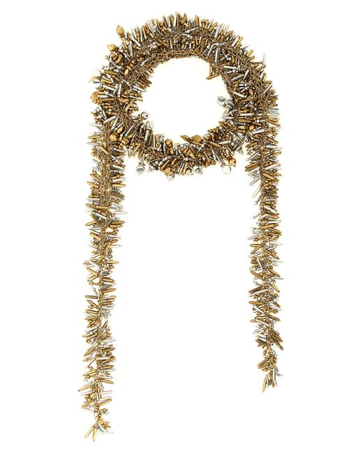 Dries Van Noten White Marabou Necklace