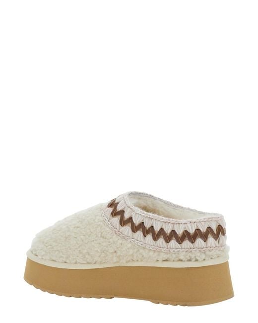 Mou White Mules With Braided Detail Sheep