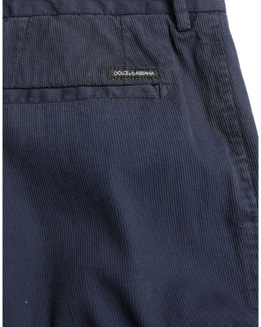 Dolce & Gabbana Dark Blue Cotton Stretch Slim Fit Dress Pants for men