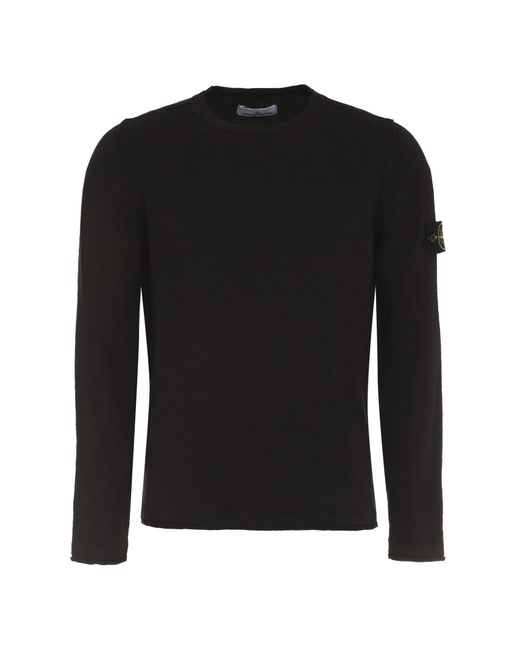 Stone Island Black Cotton-Nylon Blend Crew-Neck Sweater for men