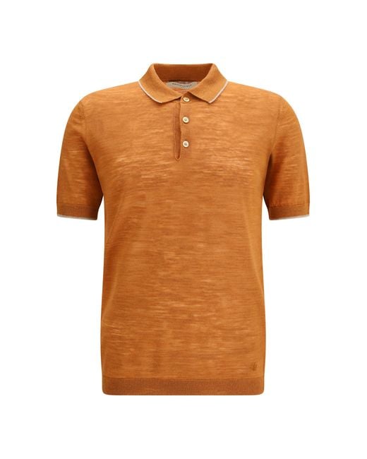Brooksfield Orange Linen Blend Polo Linen; Polyester Shirts for men