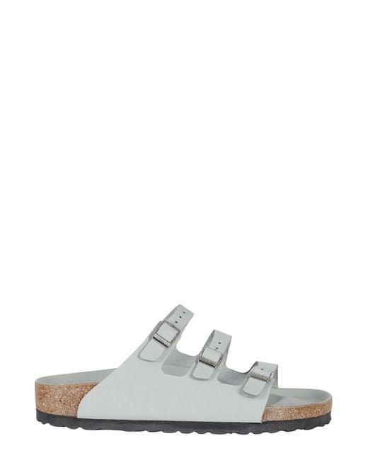Birkenstock White Florida Nubuck Leather Calzature