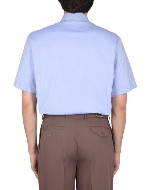 Gucci Blue Shirt With Bear Pocket Cotton for men