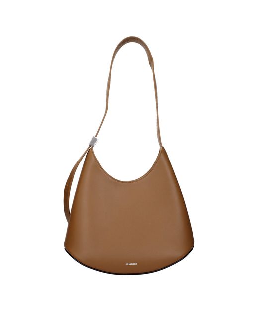Jil Sander Brown Leather Shoulder Bag