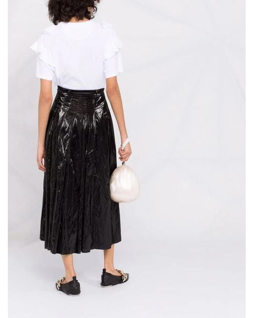 Valentino White Ruffle-Trim Short-Sleeve T-Shirt