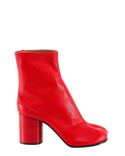 Maison Margiela Leather Tabi Ankle Boots in Red | Lyst