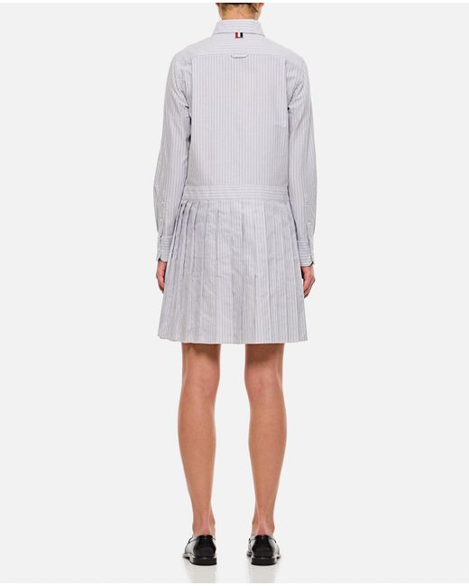 Thom Browne White Oxford Stripe Oversized Shirtdress