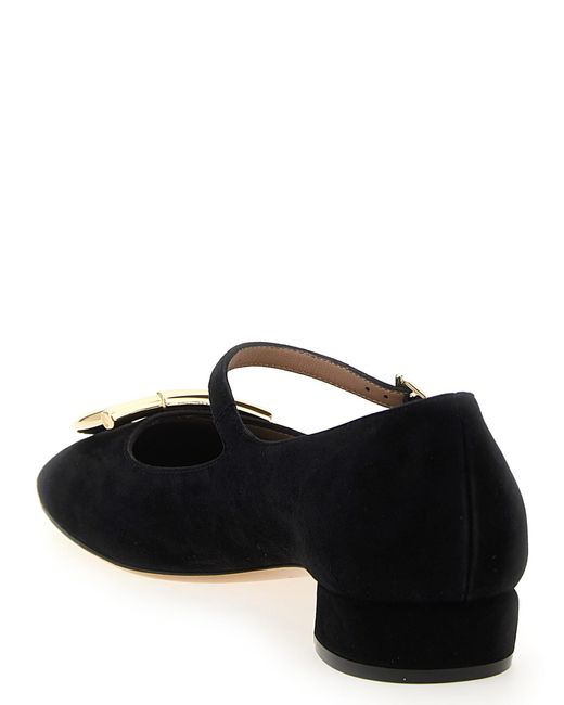 Ferragamo Black Leather Ballerinas