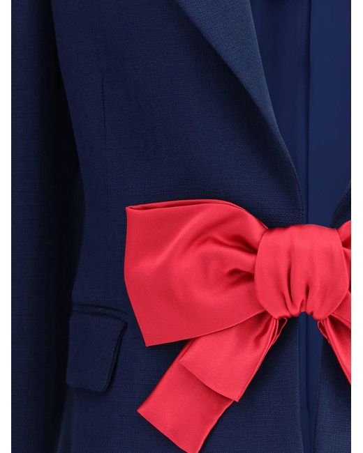 Valentino Single-Breasted Blazer With Bow in Blue | Lyst