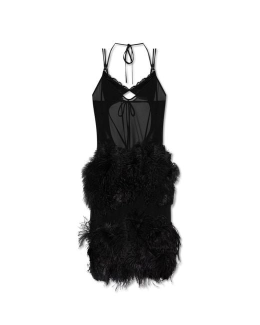 The Attico Black Dress With Ostrich Feathers