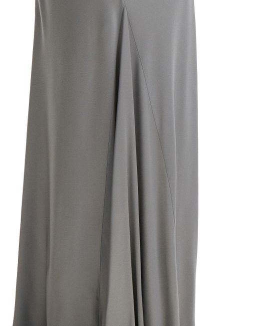 Antonelli Gray Pleat-Detailed Peplum Hem Maxi Skirt