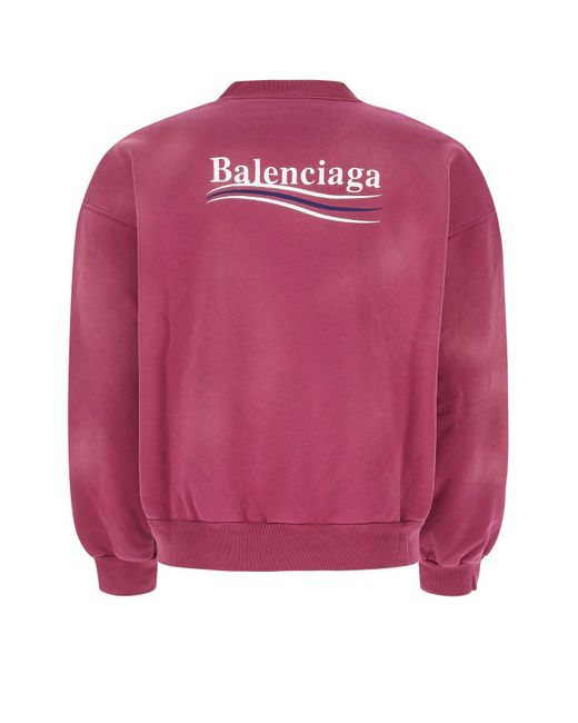 Balenciaga Pink Tyrian Cotton Oversize Sweatshirt