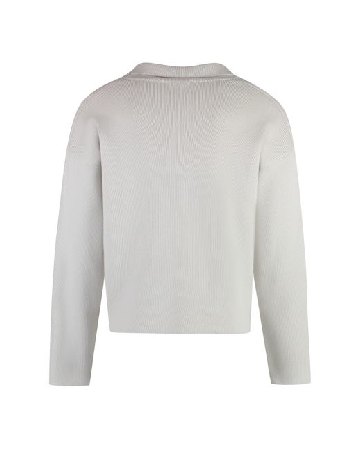 AMI White Cotton-Wool Blend Sweater
