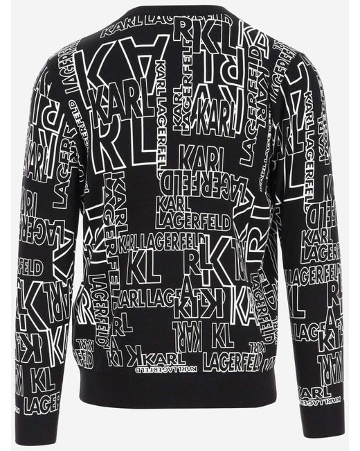 Karl Lagerfeld Black Cotton Sweatshirt With All-Over Logo for men