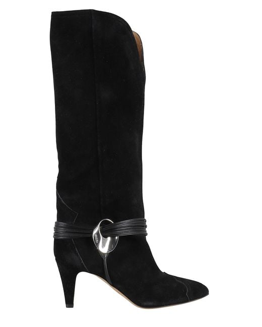 Isabel Marant Black Lestany Gz Mid-Calf Suede Boot
