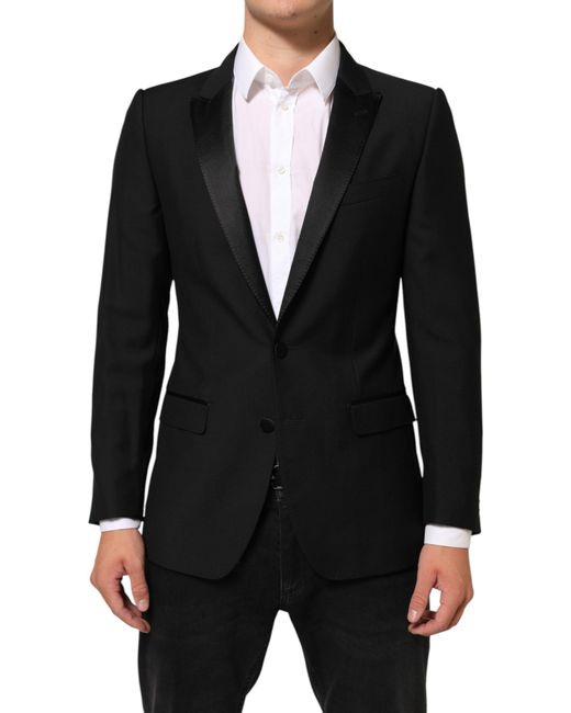 Dolce & Gabbana Black Wool Martini 2 Button Suit Blazer Pl+Se+Wv for men