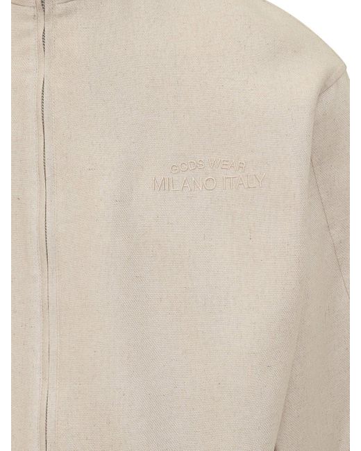 Gcds White Linen Jacket With Logo And Track Collar for men