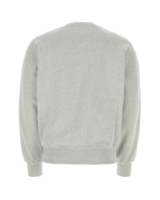 AMI Gray Melange Stretch Cotton Sweatshirt