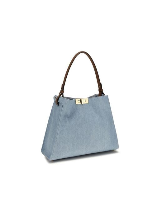 Fendi Blue Cotton Handbag Bag