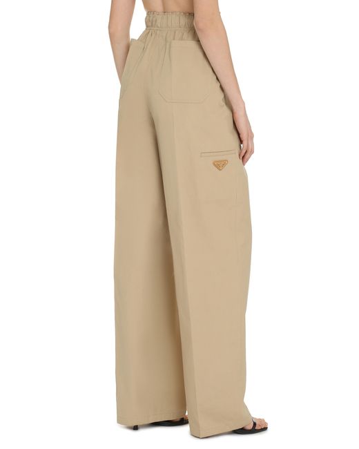 Prada Natural Cotton Wide-Leg Pant