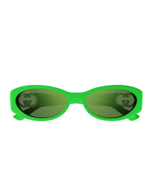 Gucci Green Oval-frame Sunglasses