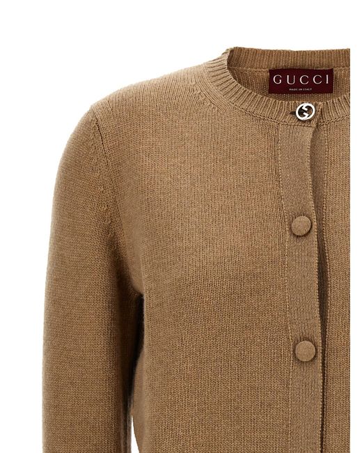 Gucci Brown Jewel Cuffs Cardigan