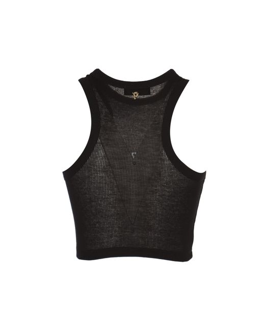 Dondup Black Fitted Cropped Tank Top