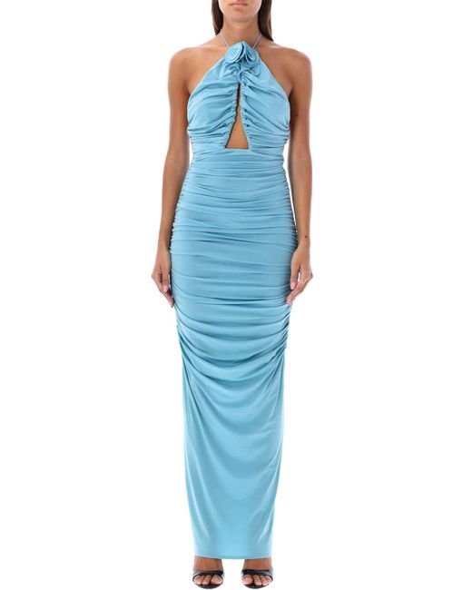 Magda Butrym Blue Cut Out Jersey Maxi Dress