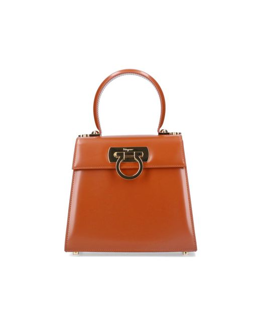 Ferragamo Orange 'iconic S' Handbag