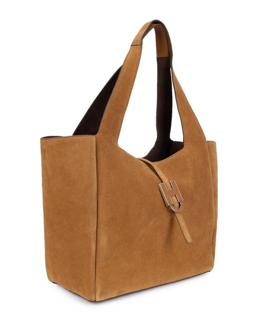 Hogan Brown Shopper Bag Light Suede Calf Skin Tote