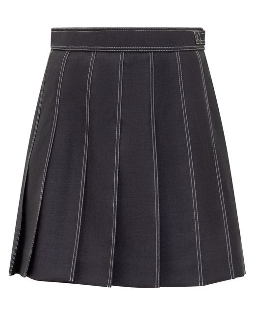 Thom Browne Black Mini Pleated Skirt.