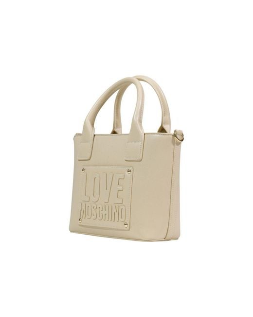 Love Moschino Natural Cream Polyethylene Handbag